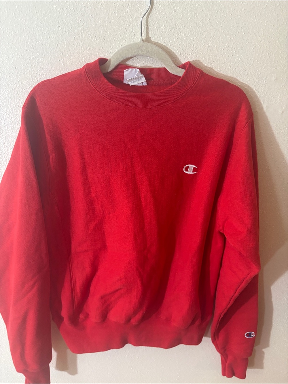 Champion Red Women's Crewneck Sweatshirt with Logo